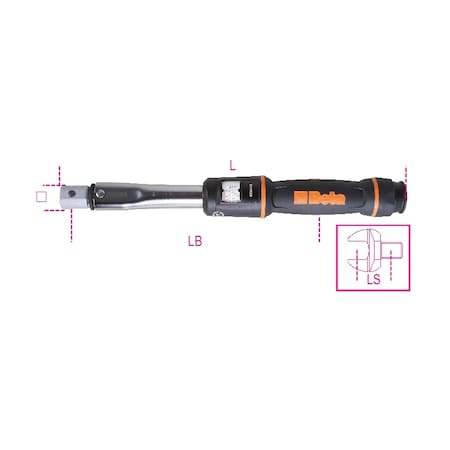 Beta 669N Click-Type Torque Bar, 9 x 12 Rectangular Drive, 10-50 Nm, Torque Accuracy: +/-3% 006690205